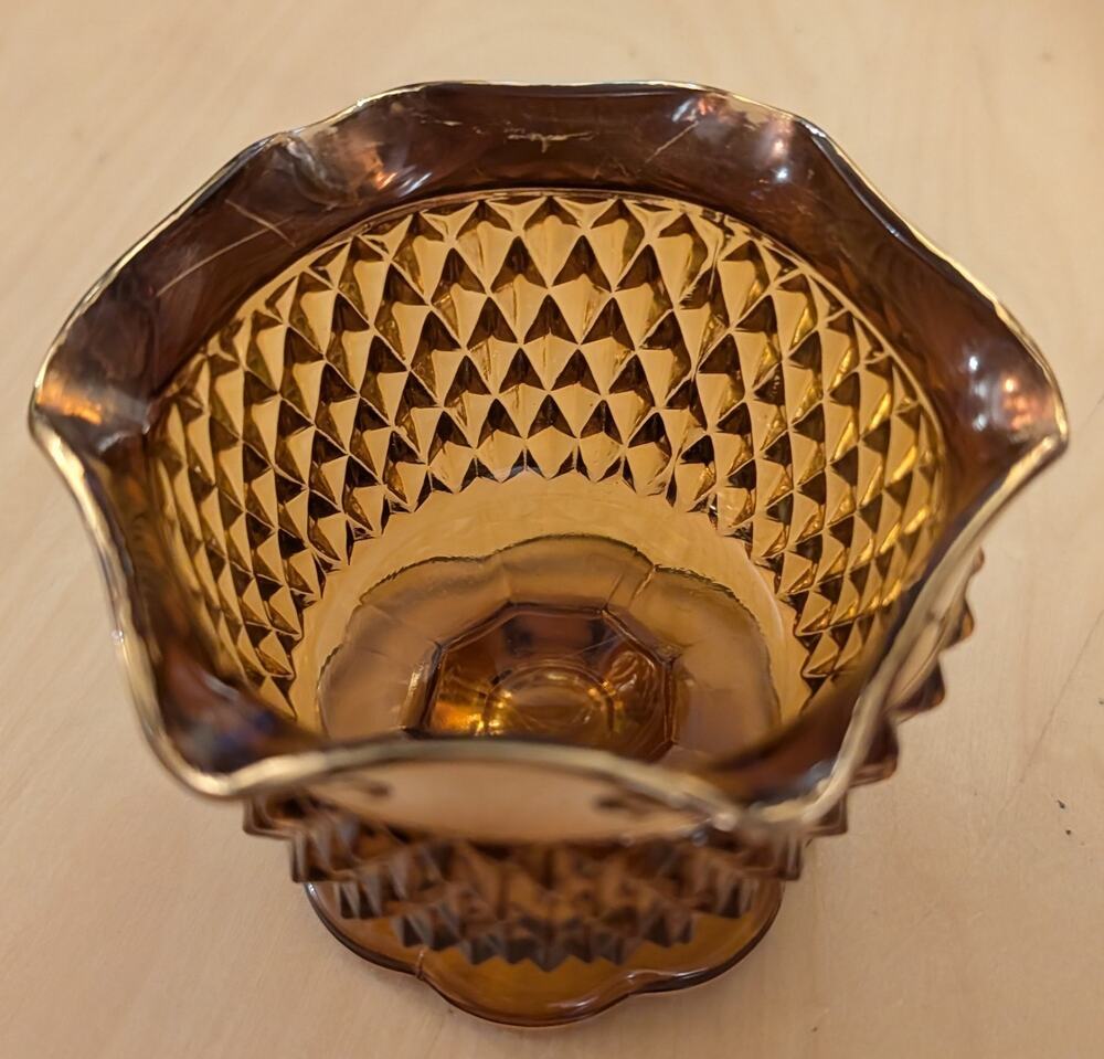 🏖️Vintage Amber Glass Bon Bon Bowl